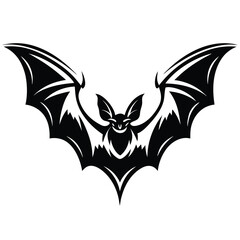 Fototapeta premium Stylized black bat spreading its wings with a creepy and cheerful grin