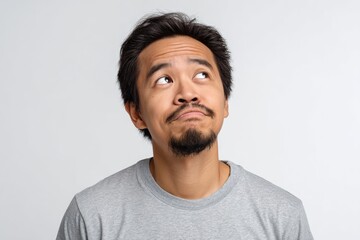 Fototapeta premium An Asian man with a thoughtful expression