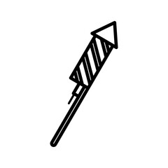 Stripped Firework Rocket Outline style, slightly angled firework rocket, ideal for party flyers, festive icons, or celebration posters.