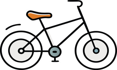Simple line drawing of a bicycle with orange seat