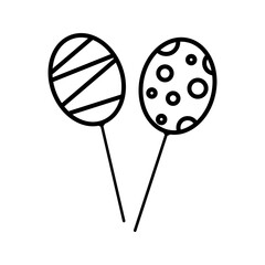 Balloons Pair Outline style, two helium balloons with strings, classic party symbol for cheerful invitations and festive backdrops.