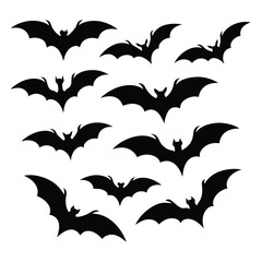 Halloween Bats Silhouettes Vector Illustration for Spooky Decorations and Party Themes