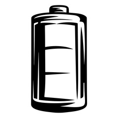 Monochromatic vector graphic of a battery with medium charge indication