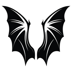 Symmetrical bat wings black and white vector design for tattoo art
