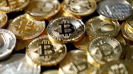 Cryptocurrency Bitcoin with blockchain digital elements