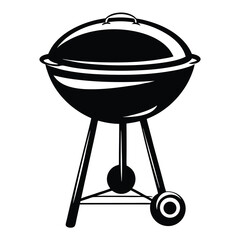 Classic charcoal grill ready for summer barbecues in simple black and white