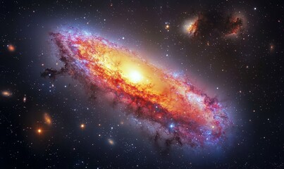 Fototapeta premium A vibrant galaxy illuminated by countless stars and glowing nebulae.