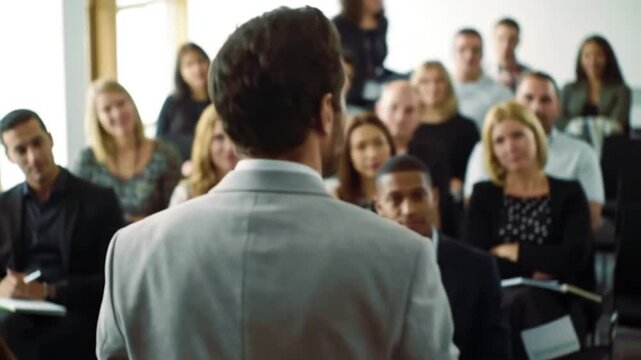 Giving a speech during presentation 