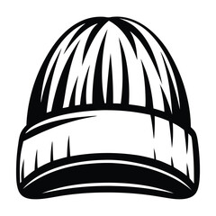 Stylized beanie hat in black and white vector illustration clip art