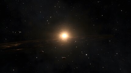 Fototapeta premium Deep space view with stars and a distant galaxy