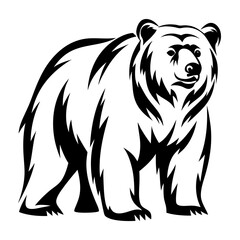 Powerful Standing Bear Vector Illustration with Sharp and Distinct Contrasts