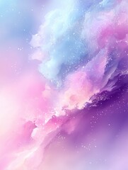 Fototapeta premium Ethereal Swirls of Soft Colors in Abstract Cosmic Background with Sparkles of Stars and Dreamy Cloud Formations in Shades of Blue and Pink