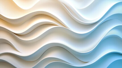 Obraz premium Flowing Harmony Abstract Background with Gentle White Waves on Gradient, Serene Design