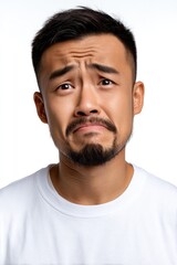 Fototapeta premium portrait of an Asian man expressing sadness