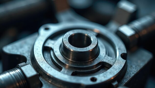 Close-up of intricate, precisely machined metal parts Gleaming surfaces showcase superior craftsmanship and accuracy , calibration, craftmanship