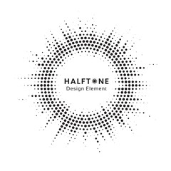 Burst Halftone light effect. Glowing light burst. abstract grunge halftone dots background. Vector illustration.