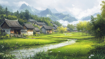 Obraz premium chinese, countryside view