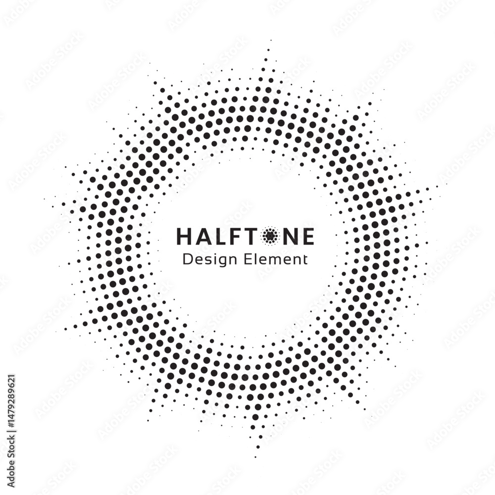 Aufkleber Burst Halftone light effect. Glowing light burst. abstract grunge halftone dots background. Vector illustration.