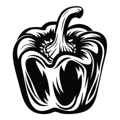 Abstract Black and White Bell Pepper Art with Unique Artistic Style