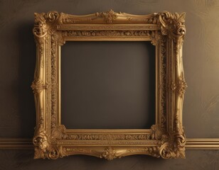 Intricate gold vintage frame, retro aesthetic, royal motif, royal, clipart, rococo