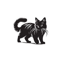Manx Cat Vector Silhouette: Tailless Feline in Striking Profile, Showcasing Unique Breed Features for Artistic Illustrations, Pet Logos, Minimalist Designs, and Creative Animal-Inspired Graphic Projec