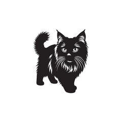 Manx Cat Vector Silhouette: Tailless Feline in Striking Profile, Showcasing Unique Breed Features for Artistic Illustrations, Pet Logos, Minimalist Designs, and Creative Animal-Inspired Graphic Projec