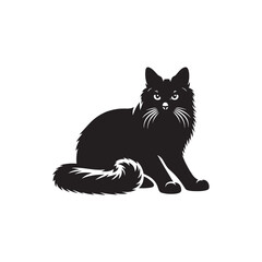 Manx Cat Vector Silhouette: Tailless Feline in Striking Profile, Showcasing Unique Breed Features for Artistic Illustrations, Pet Logos, Minimalist Designs, and Creative Animal-Inspired Graphic Projec