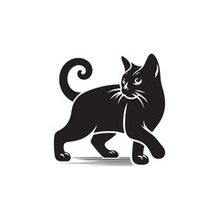 Manx Cat Vector Silhouette: Tailless Feline in Striking Profile, Showcasing Unique Breed Features for Artistic Illustrations, Pet Logos, Minimalist Designs, and Creative Animal-Inspired Graphic Projec