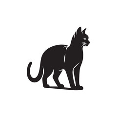 Manx Cat Vector Silhouette: Tailless Feline in Striking Profile, Showcasing Unique Breed Features for Artistic Illustrations, Pet Logos, Minimalist Designs, and Creative Animal-Inspired Graphic Projec