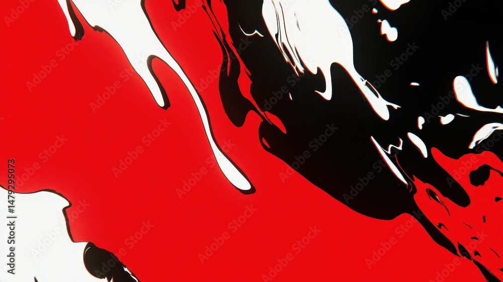 Poster abstract fluid art composition featuring vibrant red and black colors with smooth swirls and dynamic