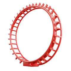 Fototapeta premium Exciting Red Roller Coaster Loop with Fast Moving Ride Experience