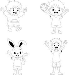 Outline Doodle Set Happy vacation welcome