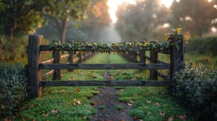 Countryside fence with wild climbing vines