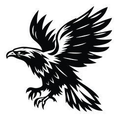 Majestic Eagle Ascending Vector Illustration in Bold Black and White Style