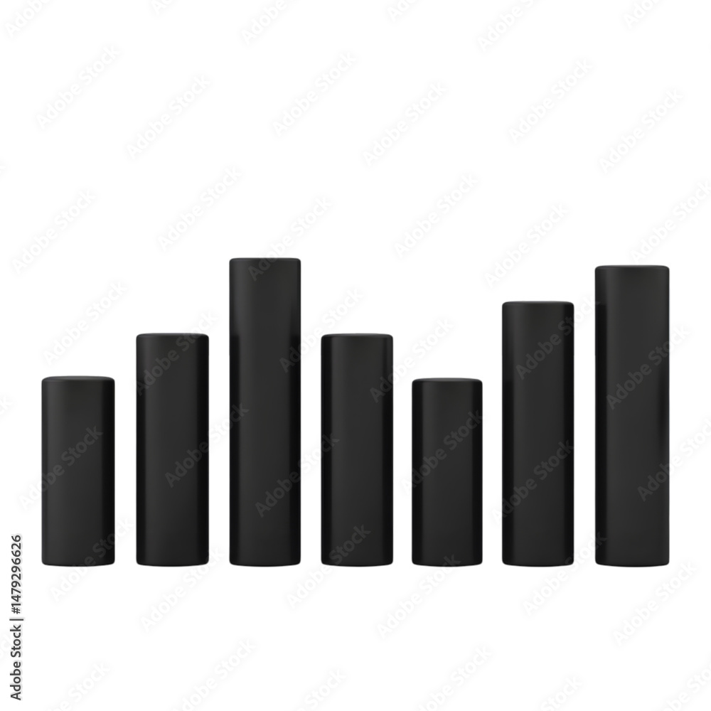 Poster 3d bar graph with perspective and depth for data visualization