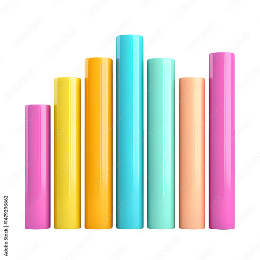 Poster colorful bar graph representation of data in various shades
