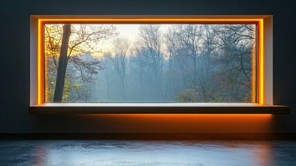 Modern window with autumnal forest view