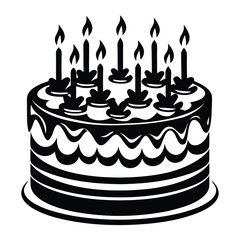 Delicious birthday cake with frosting and candles ready for a party