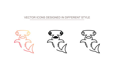 Hammerhead Fish icon design with white background stock illustration