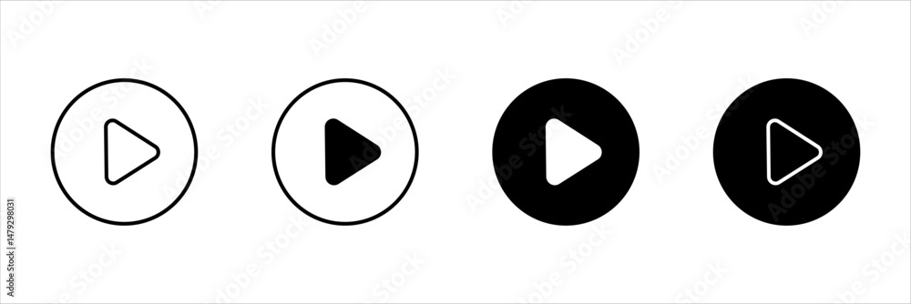 Aufkleber set of play buttons icons. play buttons. video audio player button vector illustration.