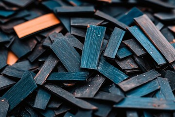 Close-Up of Dyed Wood Chips in Contrasting Colors