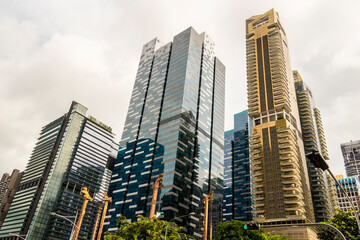 Downtown Core centre business district of Singapore. Skyscrapers and cityscape.