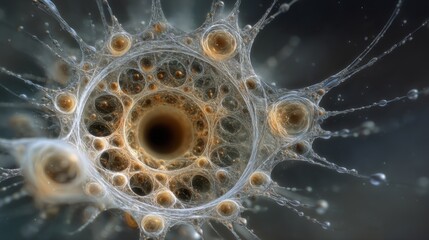 Naklejka premium Cell division revealing fractal geometry, challenging biological norms 