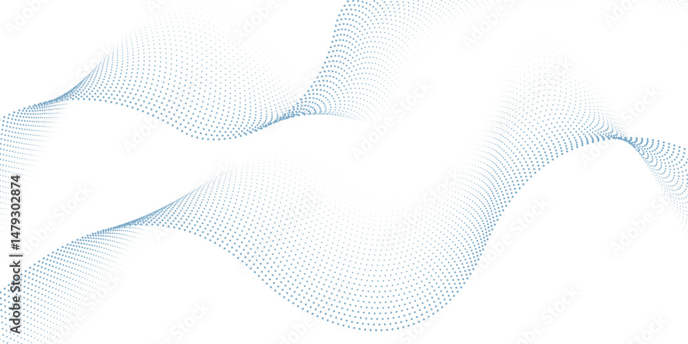 Aufkleber 3d particles mesh array, sound wave flowing. round points vector effect illustration. blended mesh, 