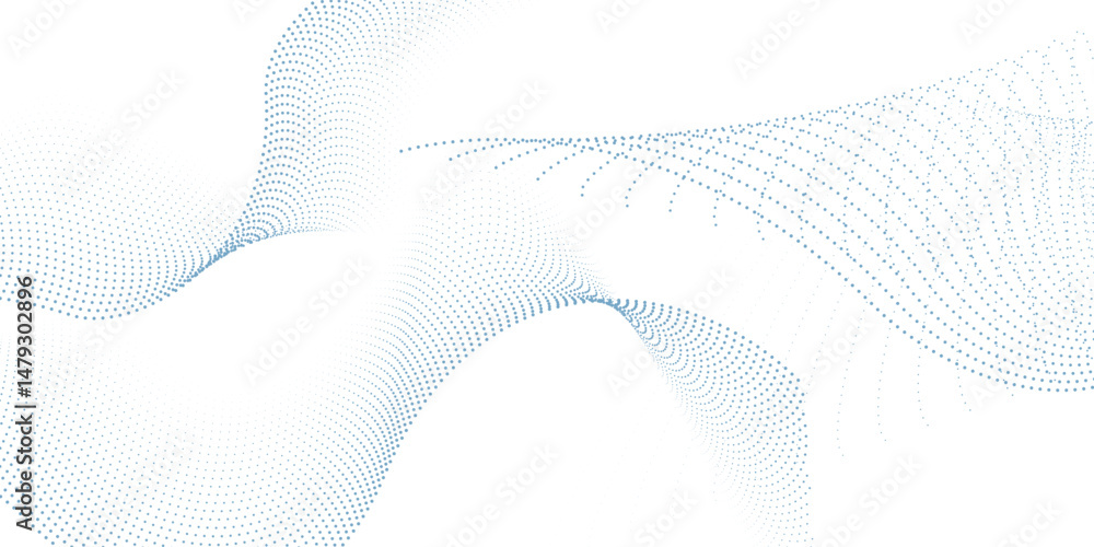 Aufkleber 3d particles mesh array, sound wave flowing. round points vector effect illustration. blended mesh, 
