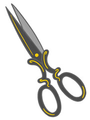 Black and gold classic fabric scissor illustration no background png