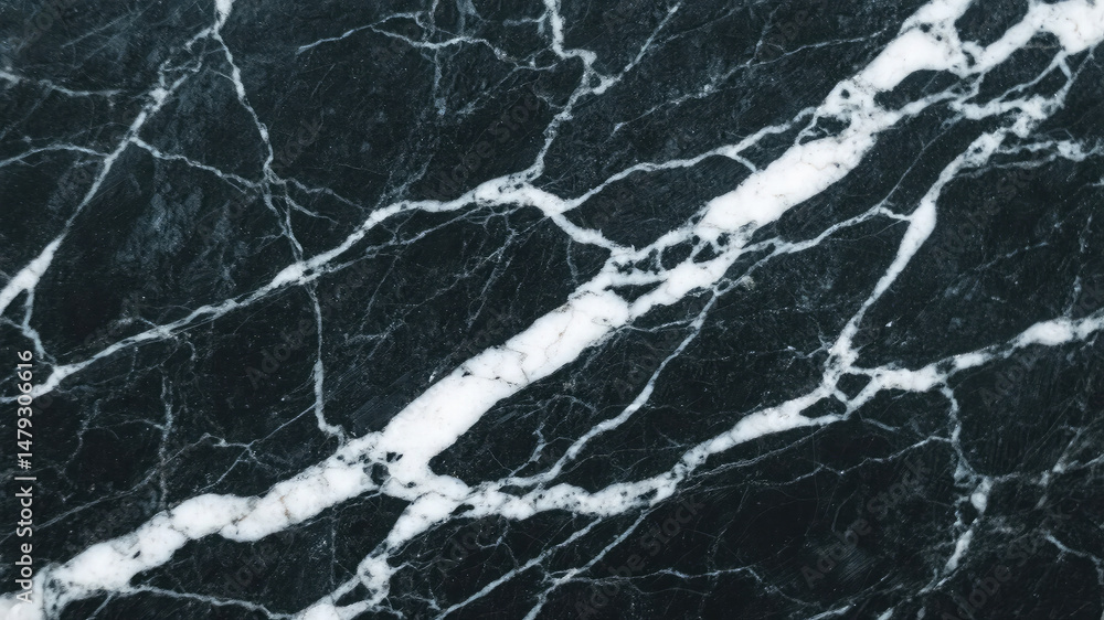 Poster elegant dark marble texture with white veins creating a sophisticated surface pattern design