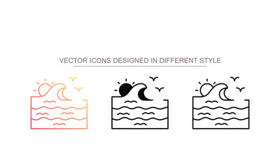 Ocean Wave icon design with white background stock illustration