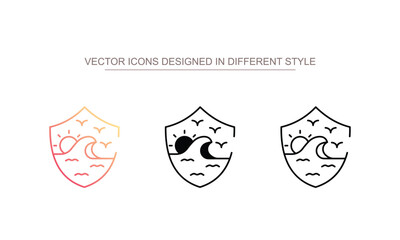 Ocean Shield icon design with white background stock illustration