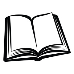 Open book silhouette graphic illustration with pages ready for reading and learning